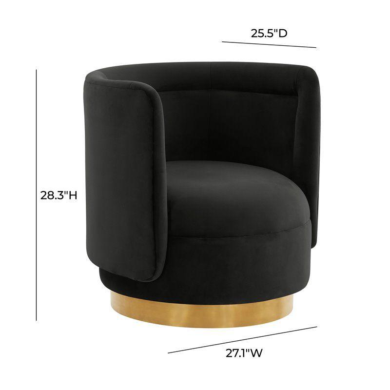 TOV Furniture Remy 16.1" Transitional Velvet Swivel Accent Chair in Black