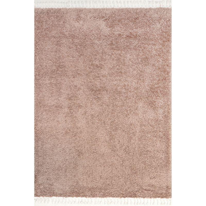 Nuloom Neva Solid 8x11 Shag Indoor Area Rug for Living Room Bedroom Dining Room Nursery, Blush/Ivory