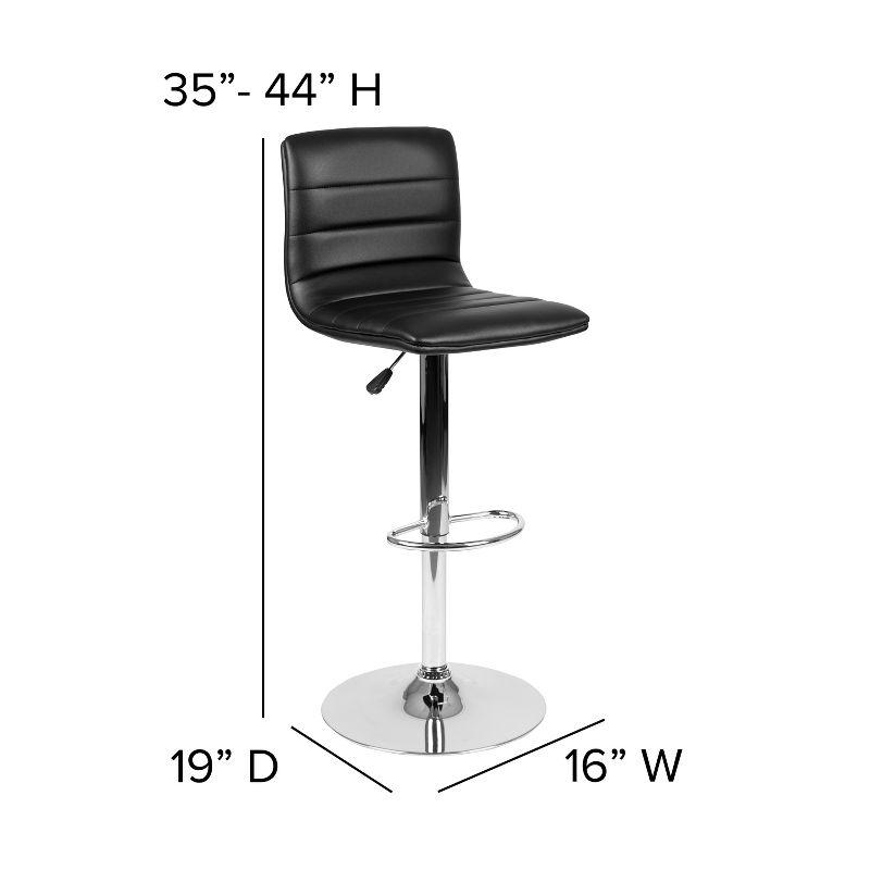 Black Vinyl Adjustable Height Swivel Barstool with Chrome Base