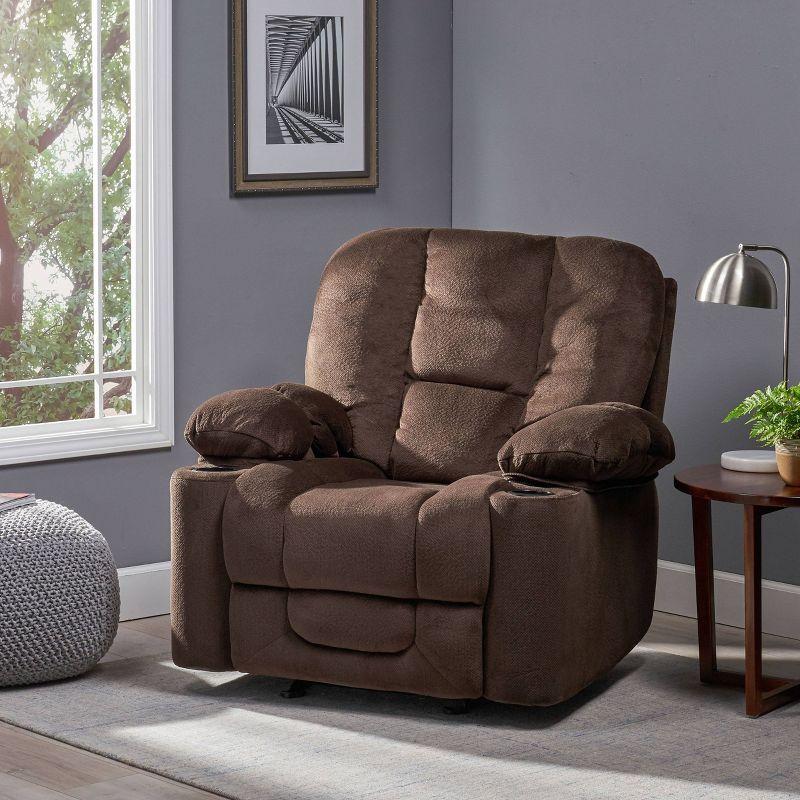 Gannon Solid Wood Glider Recliner Chair in Chocolate Brown