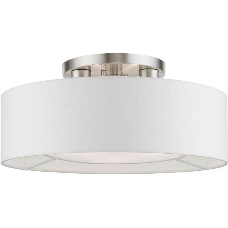 Livex Lighting Gilmore 3 - Light Semi-Flush Mount in  Brushed Nickel/Shiny White