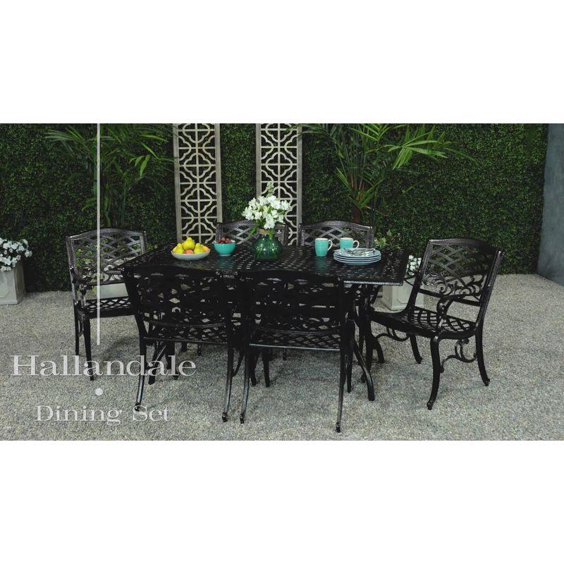 Odena 7-Piece Hammered Bronze Cast Aluminum Outdoor Dining Set