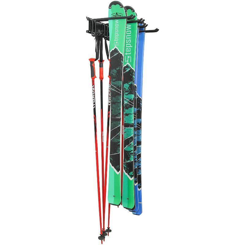 RaxGo Ski Rack, Ski Wall Mount Holds 4 Pairs of Skis & Skiing Poles or Snowboard, for Home & Garage