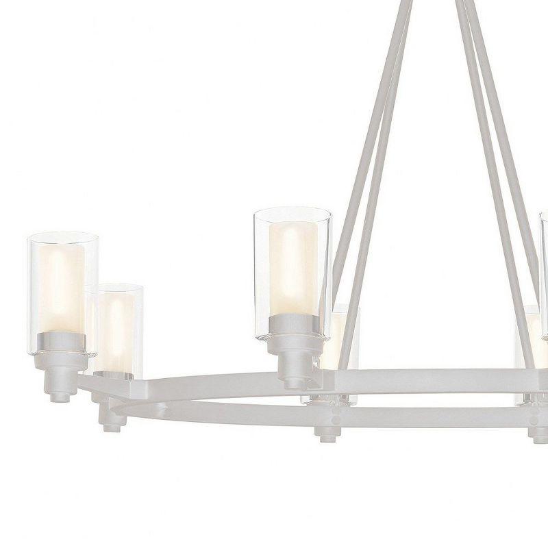 Circolo 27" 8 Light Oval Chandelier with Clear Outer and Satin Etched Inner Cylinders Brushed Nickel