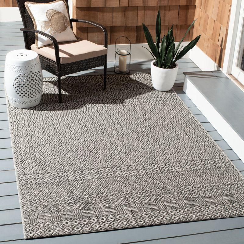 Courtyard CY8235 Power Loomed Indoor and Outdoor Area Rug - Grey/Black - 4'x5'7" - Safavieh