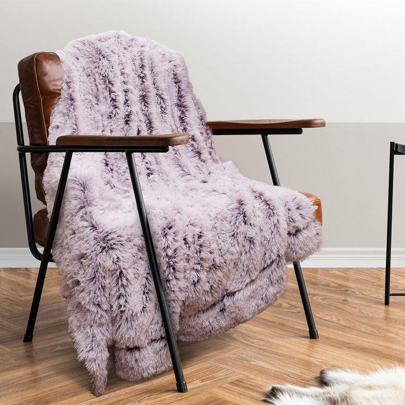 Purple Ombre Reversible Faux Fur Throw Blanket 60" x 70"