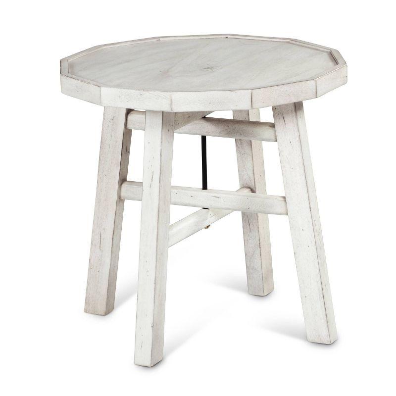 Paisley 22" Gray and White Round Wood End Table