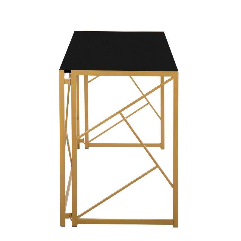 Folia Wood and Metal Computer Desk Black/Gold - Lumisource