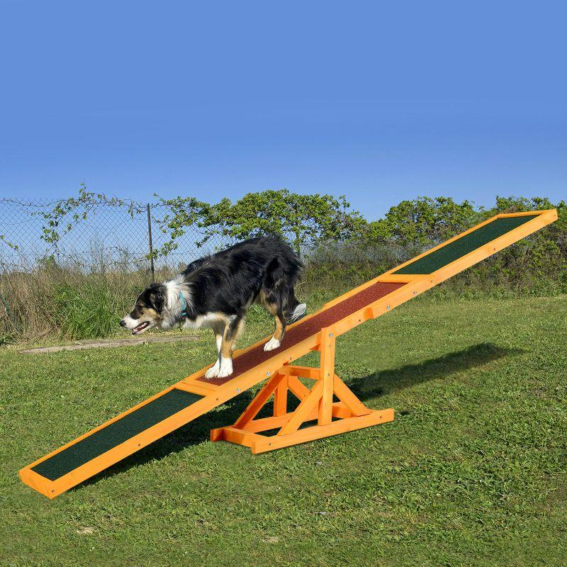 PawHut Wooden Dog Agility Seesaw for Training and Exercise, Platform Equipment Run Game Toy Weather Resistant Pet Supplies