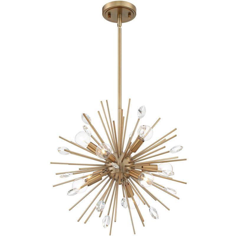 Possini Euro Design Janae Warm Gold Sputnik Chandelier 18" Wide Modern Crystal 9-Light Fixture for Dining Room House Foyer Kitchen Island Entryway