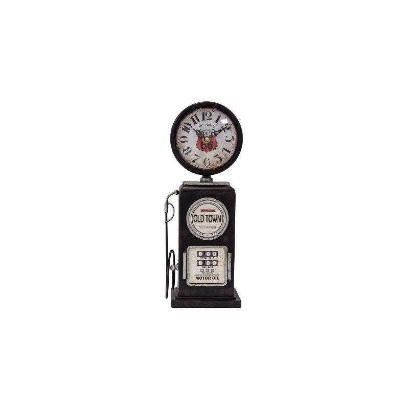 Vintage Black Gas Pump Table Clock with Quartz Movement