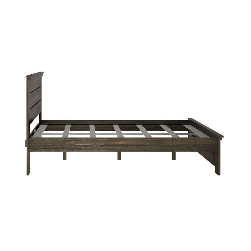 Barnwood Brown Pine Queen Platform Bed with Headboard