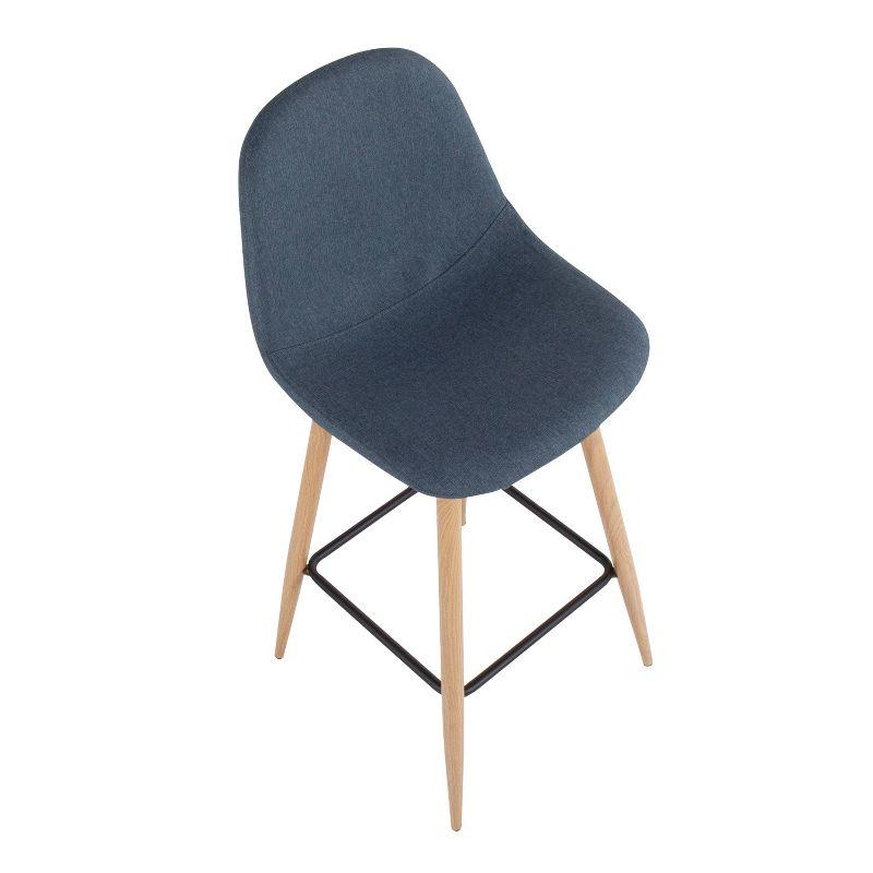 Set of 2 Pebble Metal Polyester Barstools Natural/Blue - LumiSource: Fixed Height, Footrest, Armless