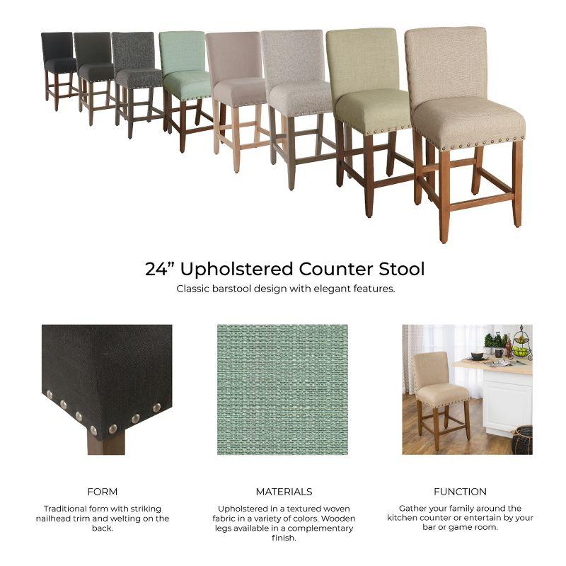 24" Upholstered Counter Height Barstool with Nailheads - HomePop