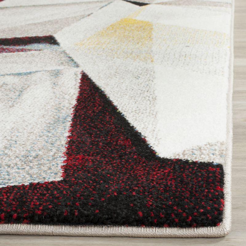 Light Grey and Orange Abstract Geometric Area Rug