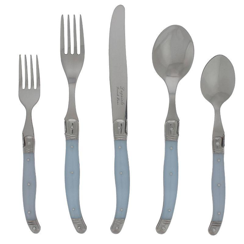French Home Laguoile 20pc Stainless Steel Silverware Set Blue: Flatware Set, Service for 4, Dishwasher-Safe