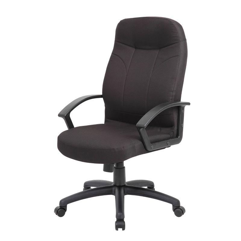 Mid Back Fabric Managers Chair Black - Boss Office Products: Ergonomic, Swivel, Adjustable Height, Metal Frame