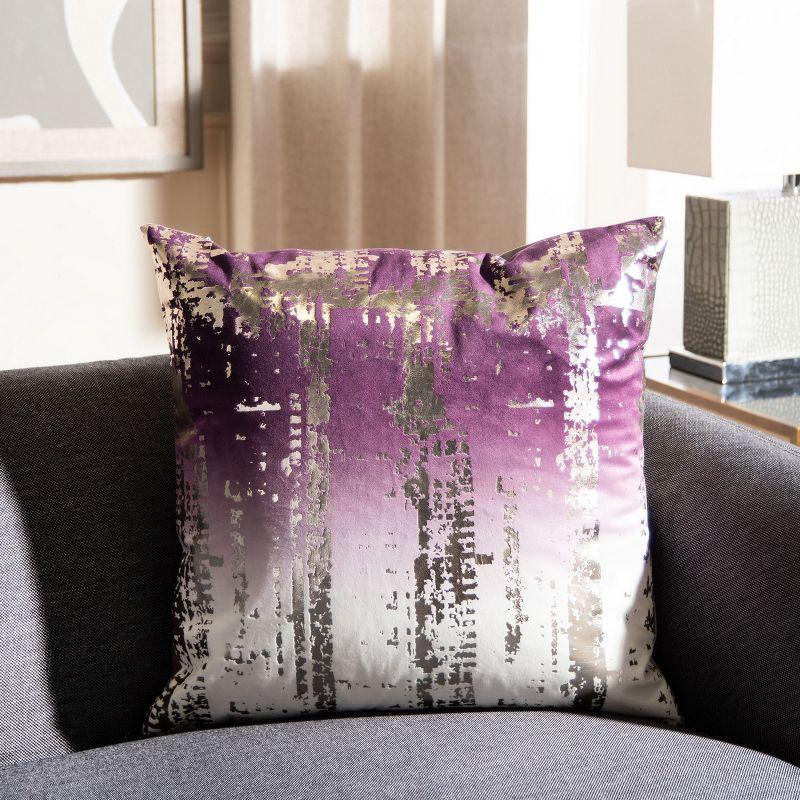 Rensia 18" Square Purple and Silver Polyester Pillow