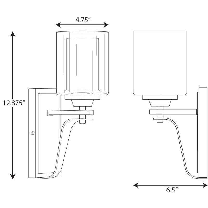 Progress Lighting Kene 1-Light Wall Bracket, Brushed Nickel, Etched Glass and Clear Shade