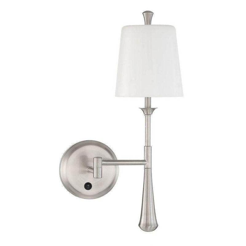 Palmer Brushed Nickel Swing Arm Sconce with Frosted Opal Shade