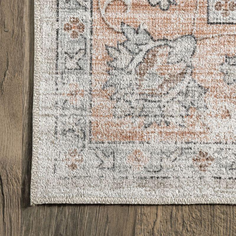 Nuloom Marlena Faded Floral Pet Friendly Machine Washable Area Rug, 8' x 10', Light Orange