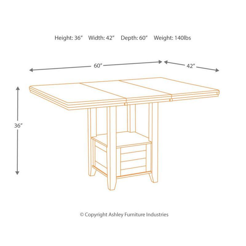 Counter Height Extendable Dining Table Dark Chestnut - Signature Design by Ashley: Removable Leaf, Seats 6, Wood Veneer