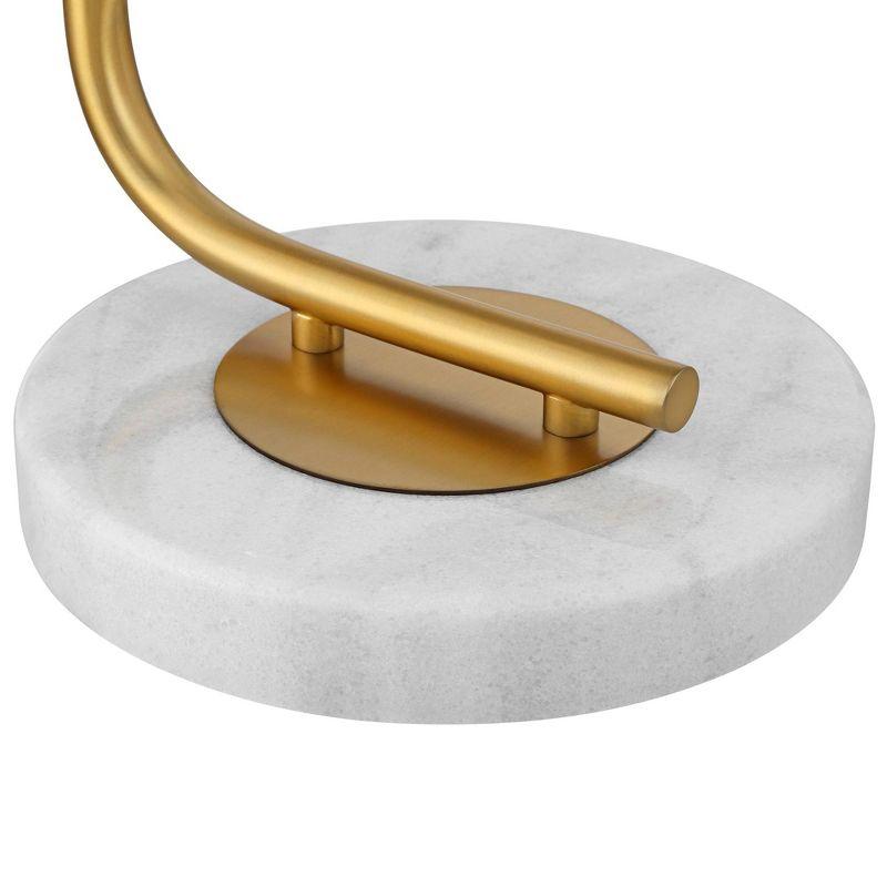 Casaba Mid-Century Gold Metal Arc Floor Lamp with White Marble Base