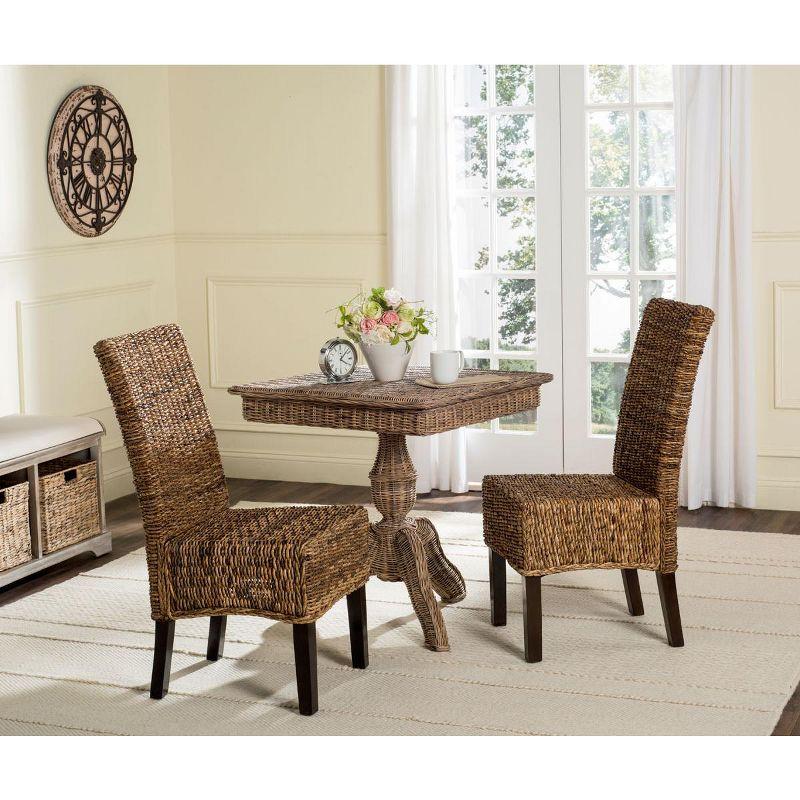 Transitional Woven Cane Side Chair in Natural Brown