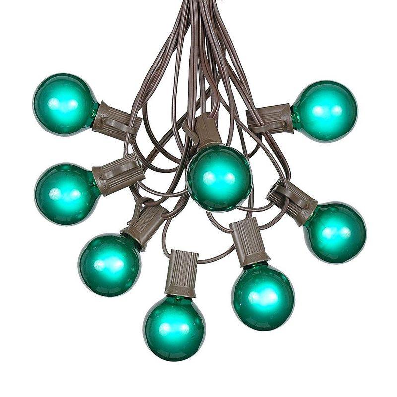 Novelty Lights 100 Feet Green G40 Globe Outdoor Patio String Lights, Brown Wire