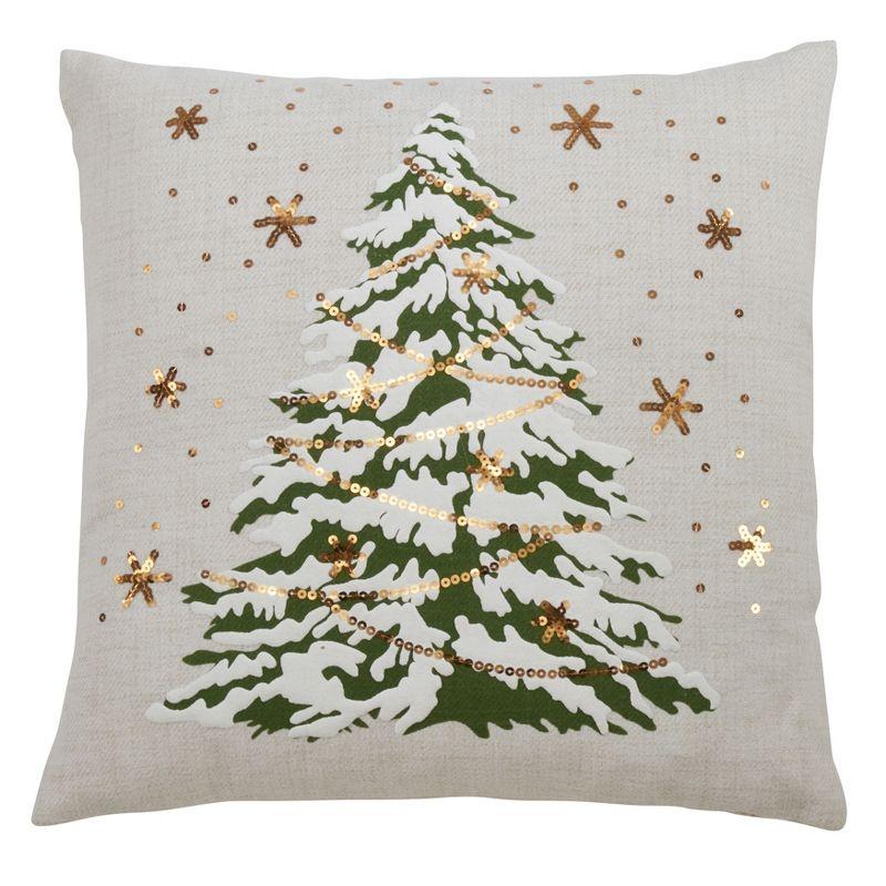 Saro Lifestyle Christmas Tree Pillow with LED Lights Decorative Pillow Cover