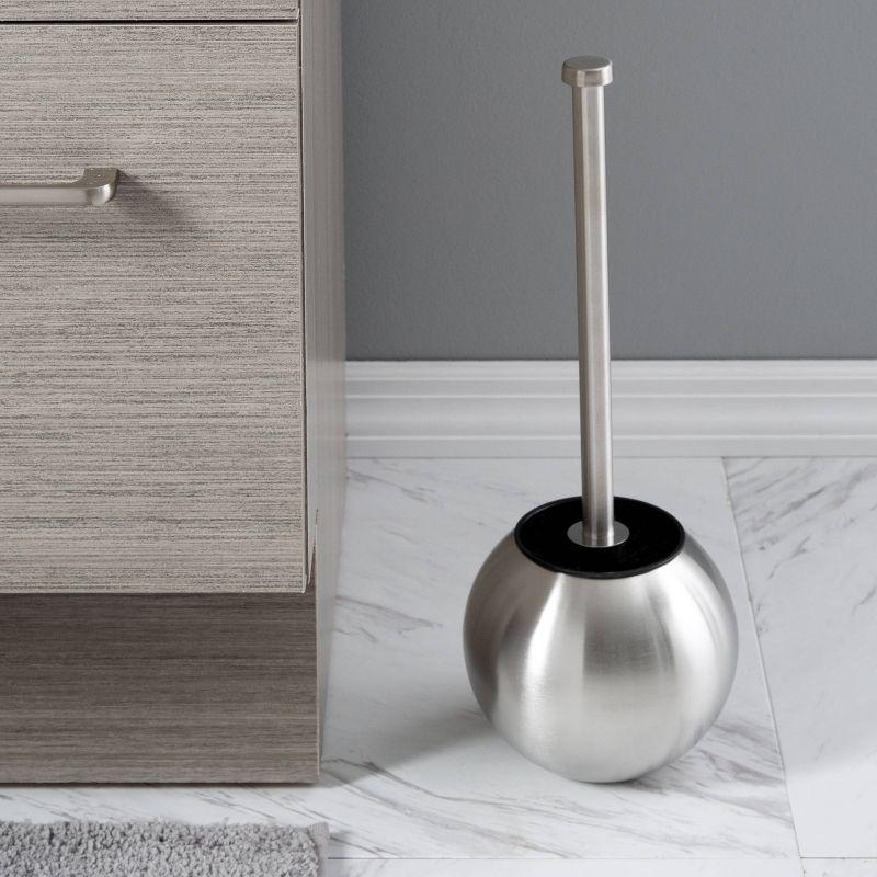 Globe Design Toilet Brush and Holder Stainless Steel - Bath Bliss