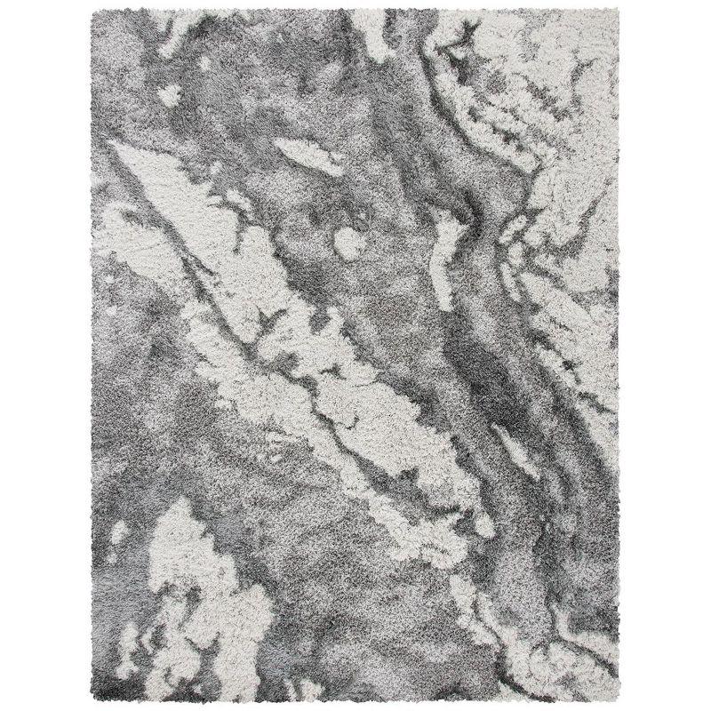 Luxurious Horizon Abstract Gray Shag Area Rug, 8' x 10'