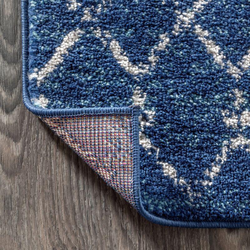JONATHAN Y Moroccan HYPE Boho Vintage Diamond Blue/White 4 ft. x 6 ft. Area Rug