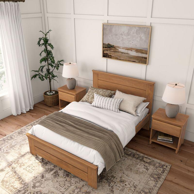 Plank+Beam Solid Wood Farmhouse Full Bed with Panel Headboard, Pecan