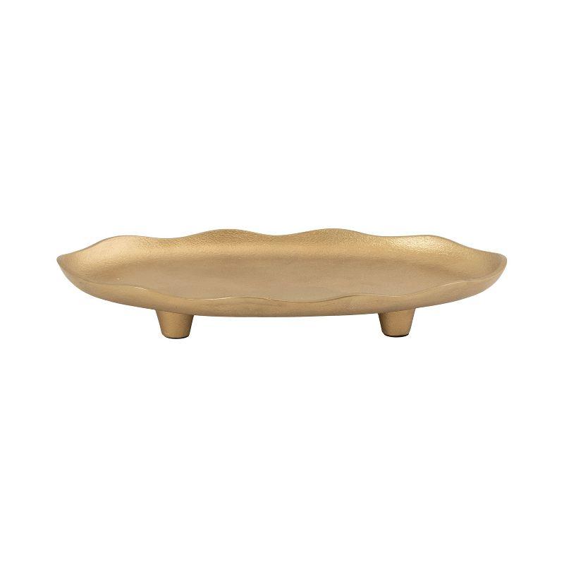 Kate and Laurel Alessia Oval Decorative Tray, 14x8, Gold