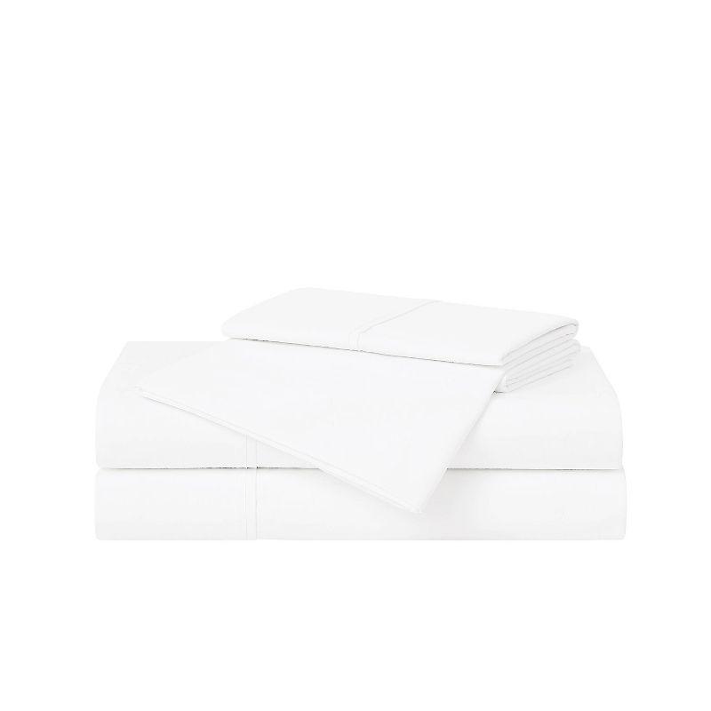 White Twin XL Organic Cotton Percale Sheet Set