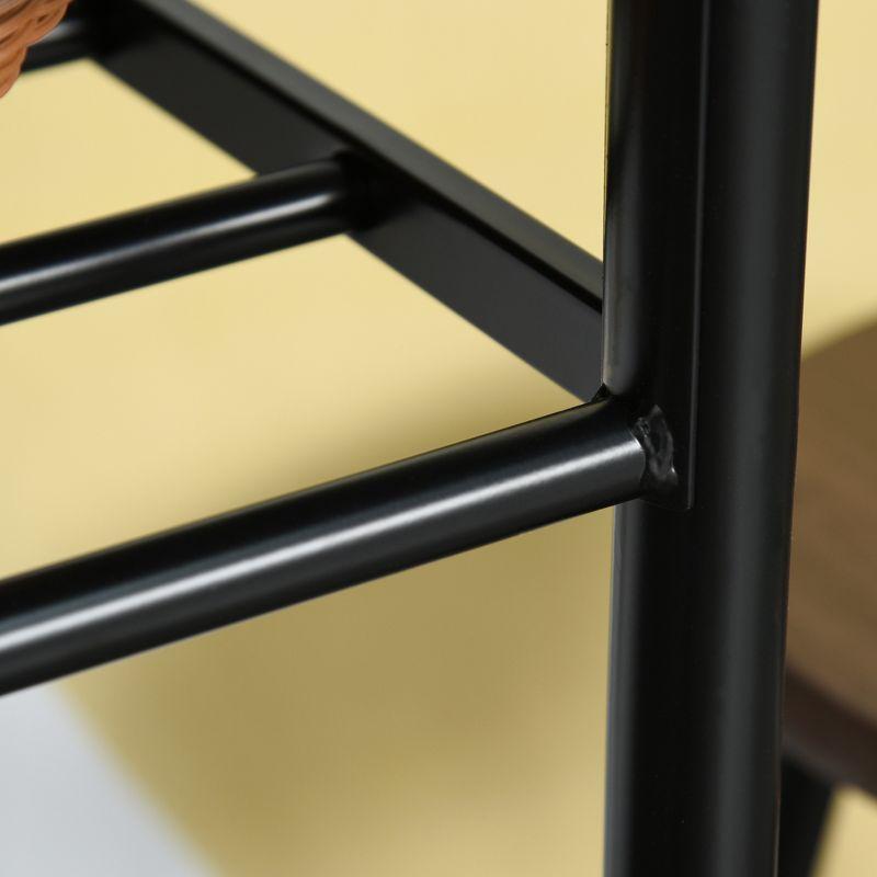 HOMCOM 3 Piece Counter Height Bar Table and Chairs Set, Space Saving Dining Table with 2 Matching Stools, Storage Shelf Metal Frame Footrest, Black