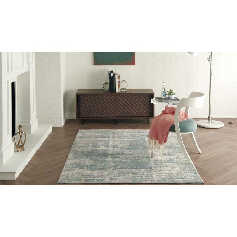 Blue Abstract Hand-knotted Synthetic 5' x 7' Area Rug