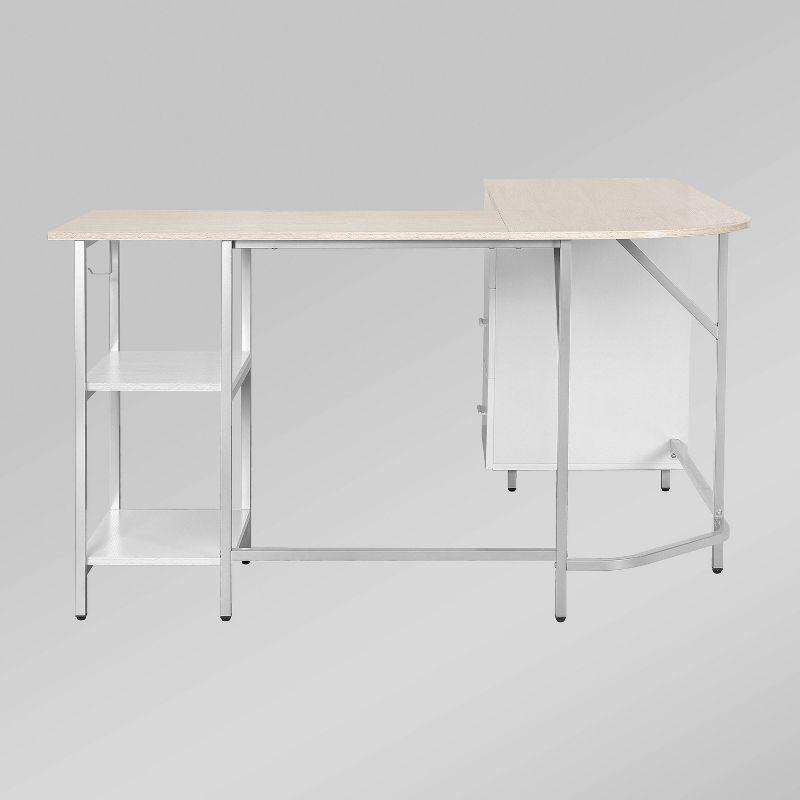 17 Stories Techni Mobili L-Shape Home Office Two-Tone Desk With Storage