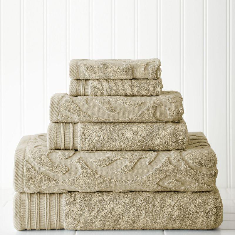 Taupe Egyptian Cotton Medallion Jacquard 6-Piece Towel Set