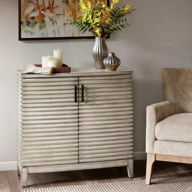 Cream Distressed Wood Modern Chest of Drawers