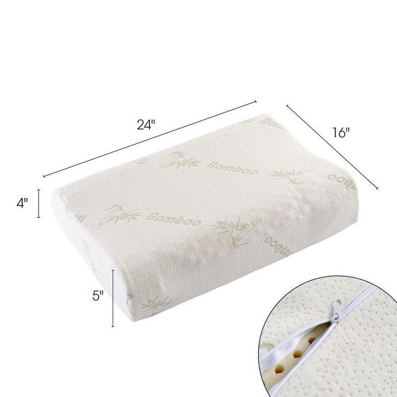 Cheer Collection Contoured Latex Memory Foam Pillow with Washable Cover - White (24" x 16" x 4")