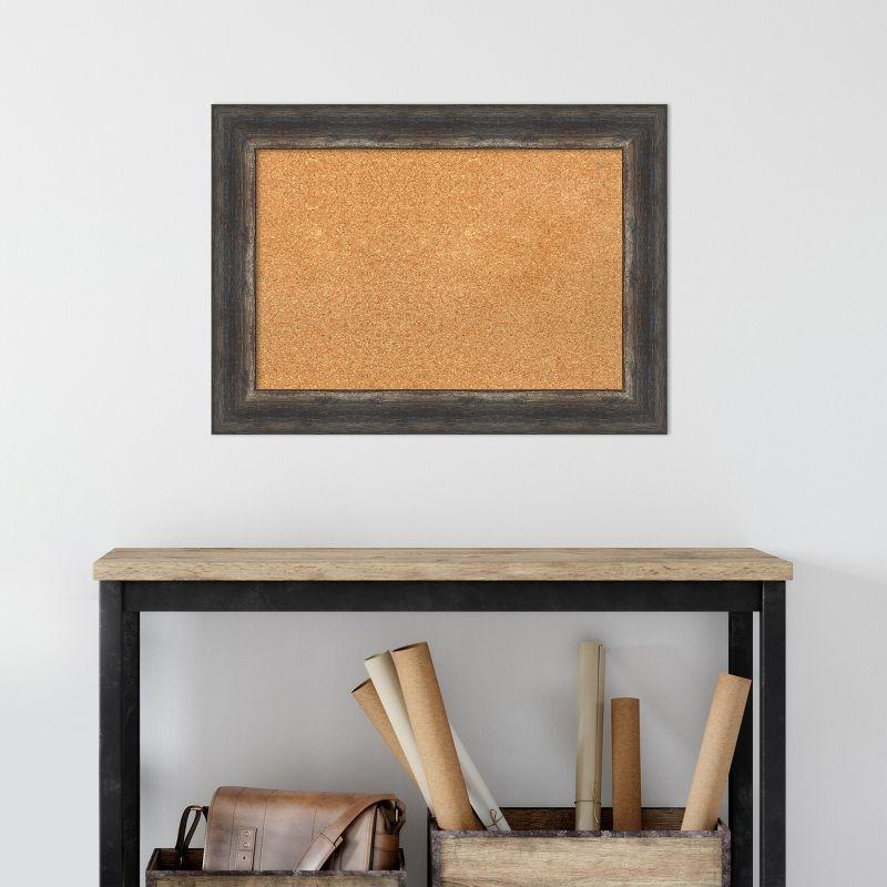 Natural Cork Board with Bark Rustic Char Frame, 29x21 inches