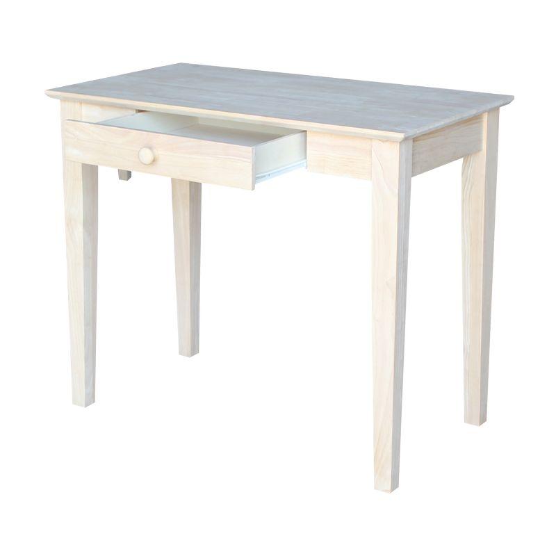 Solid Wood Writing Table Unfinished - International Concepts: 30"H, Hardwood, Narrow Design, 36" Width, Space Saver