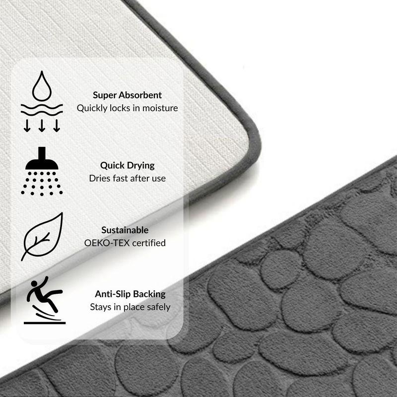 Evideco Pebble Runner Mat - Memory Foam - 48"L x 18"W for Kitchen, Bathroom and more