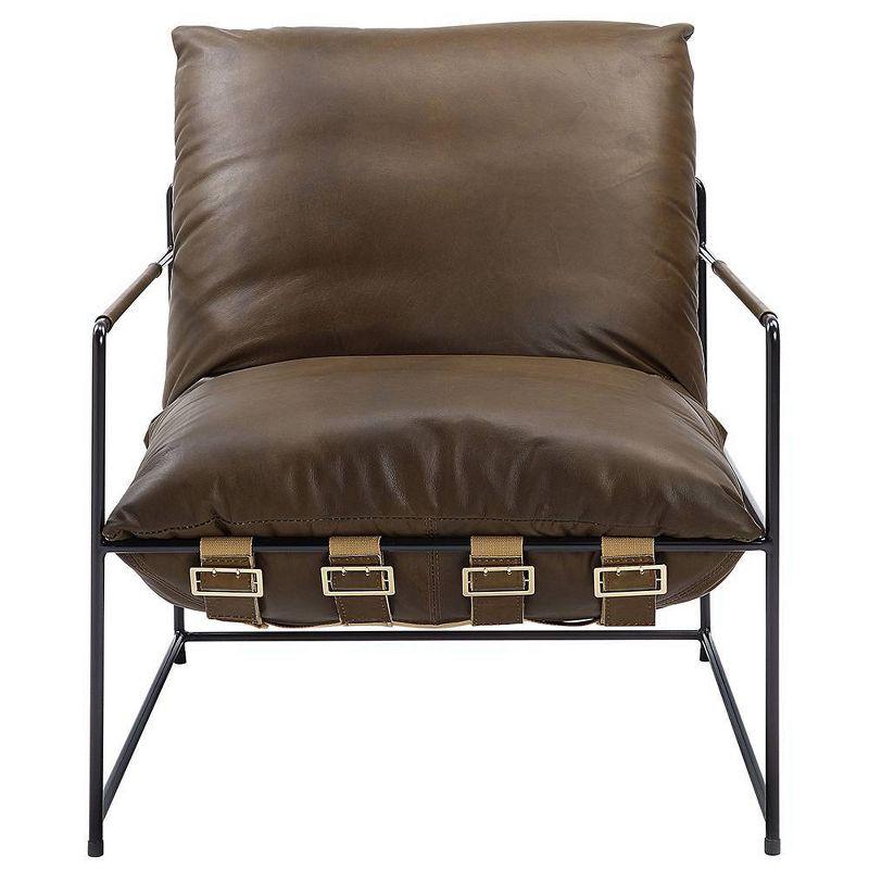 Oralia 27" Accent Chairs Saturn Top Grain Leather - Acme Furniture: Swivel, Metal Frame, No Assembly Required