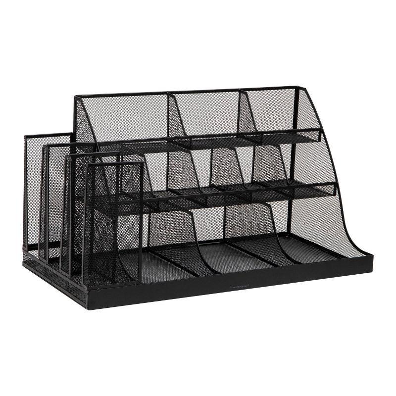 Mind Reader Cup and Condiment Station, Countertop Org, Coffee Bar, Kitchen, Metal Mesh, 23.75"L x 11.5"W x 12.5"H