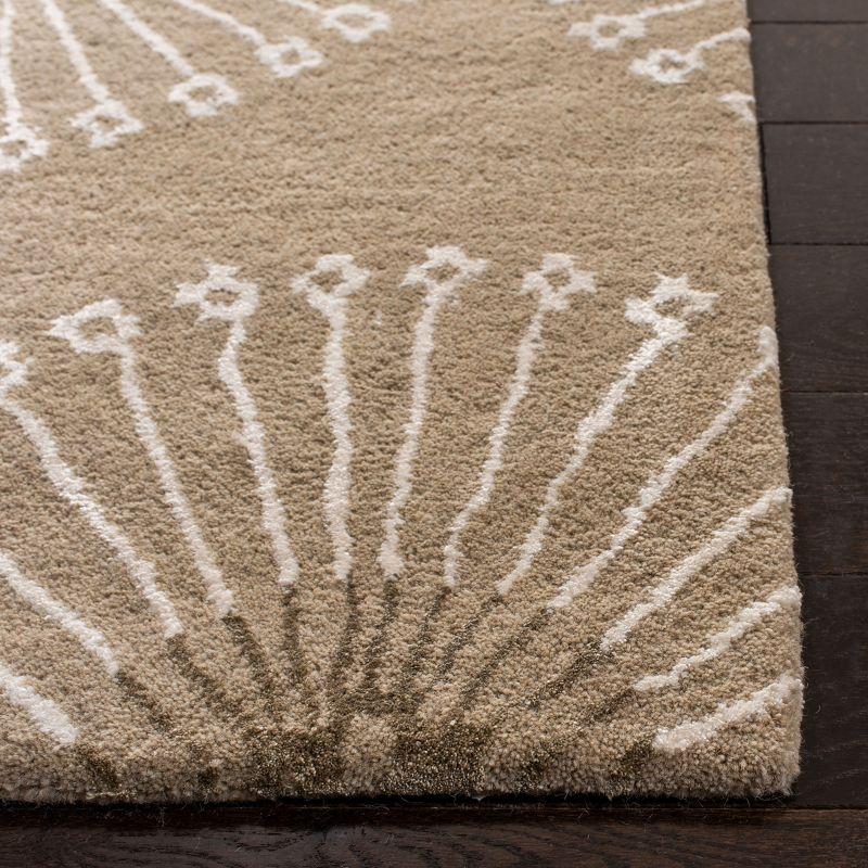 Ivory and Brown Hand-Tufted Wool Square Area Rug