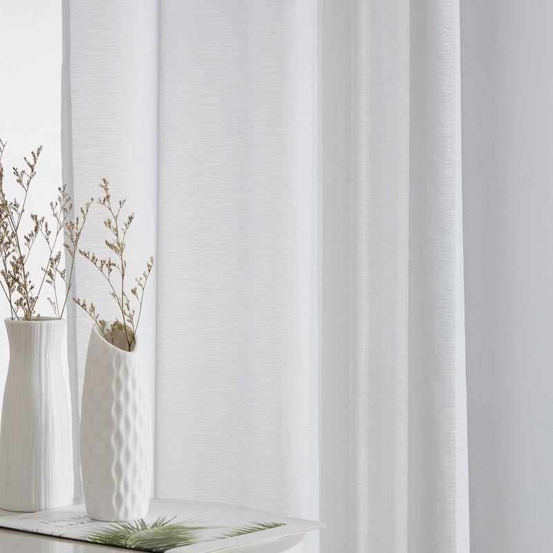HLC.ME Lauren Semi Sheer Light Filtering Transparent Pocket Top & Back Tab Lightweight Window Curtain Panels, Set of 2 - Silver Grey, 54 W x 84 L