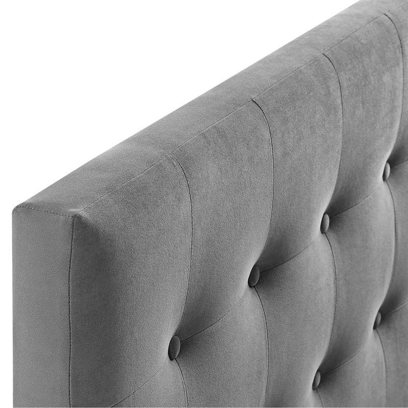 Gray Full Tufted Velvet Upholstered Headboard